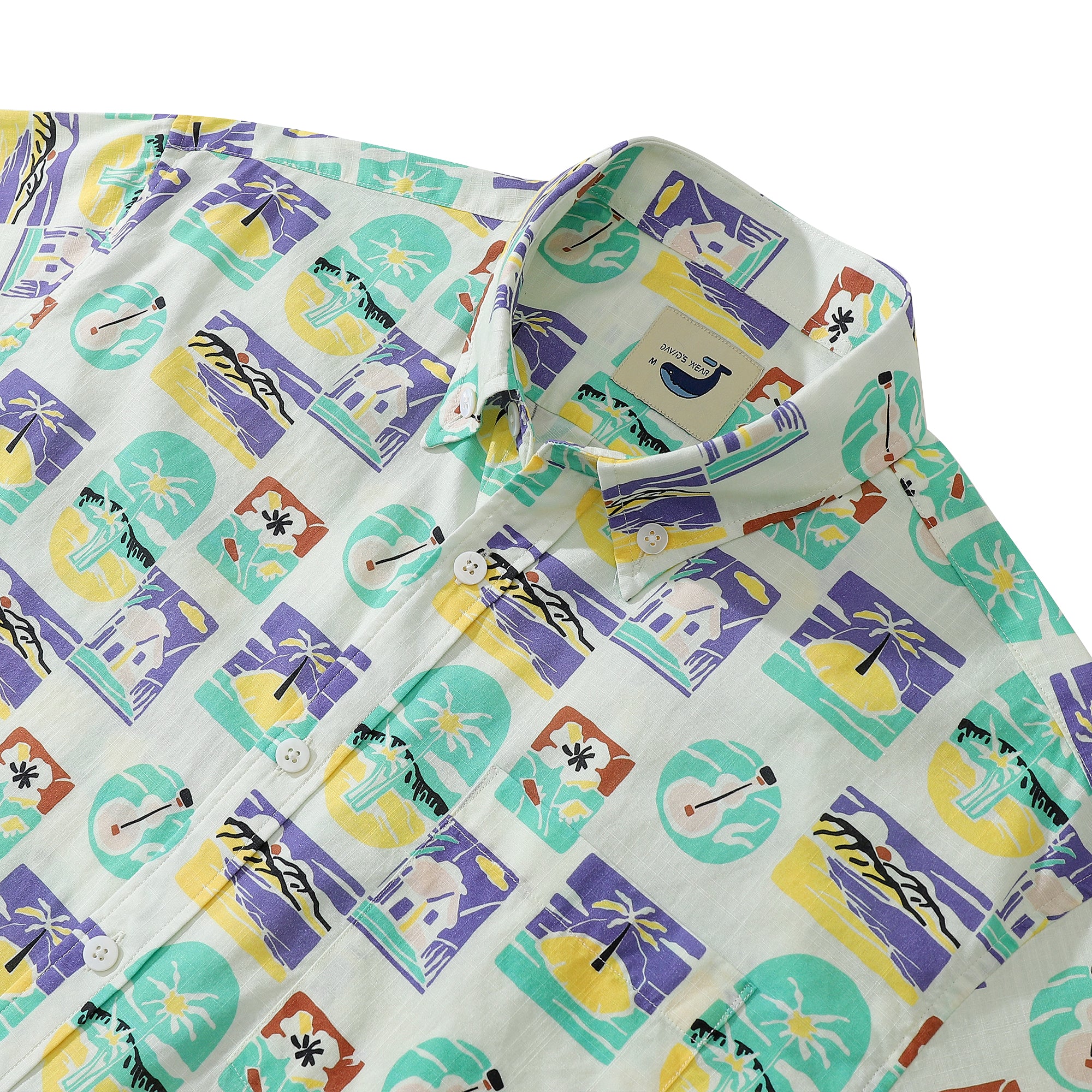 Color Block Plaid Shirt Men's Button-down Shirt 100% Cotton
